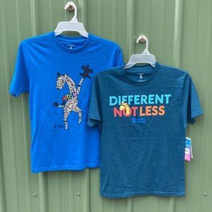 WOMEN’S MEN’S Autism Speaks Awareness Short Sleeve T-Shirts 2-Pack Size S